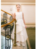 White Satin Flounce Flower Girl Dress